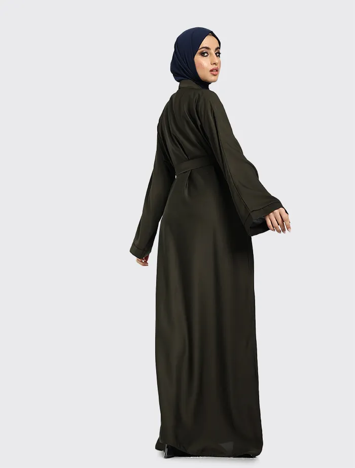 Khaki Open Abaya